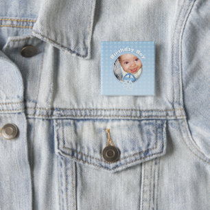 Personalize Birthday Boy Photo Winter Onederland 2 Inch Square Button