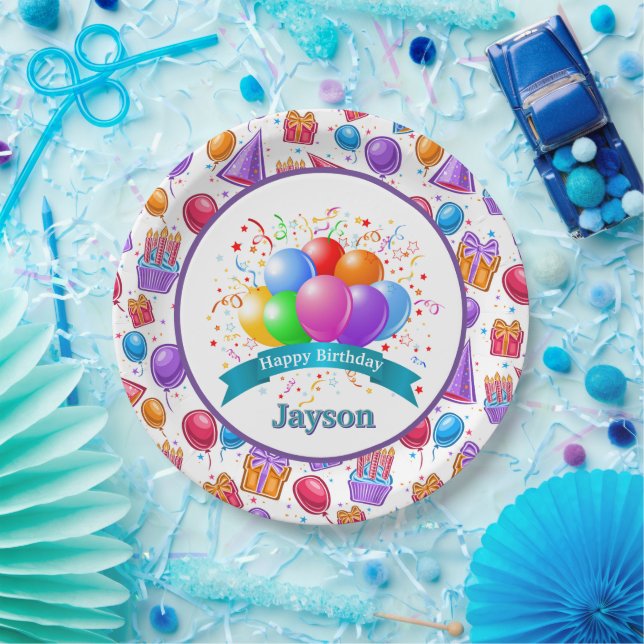 Personalize Birthday Celebration Paper Plate (Party)