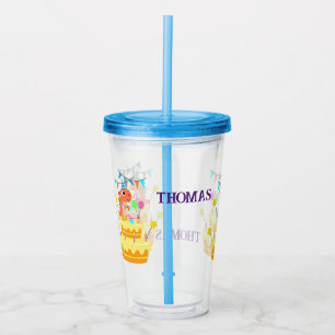 Personalize Birthday Dinosaur  Acrylic Tumbler