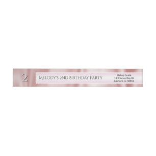 Personalize Birthday Faux Girly Pink Satin Fabric Wrap Around Label