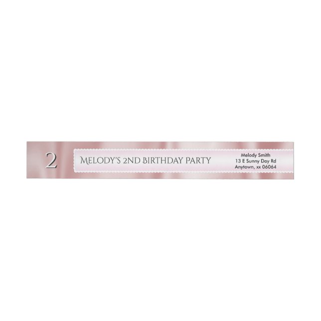 Personalize Birthday Faux Girly Pink Satin Fabric Wrap Around Label (Individual)