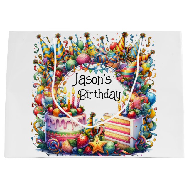 Personalize Birthday Party  Large Gift Bag (Front)