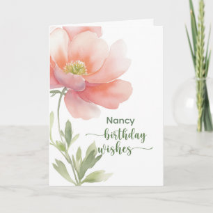 Personalize Birthday Wishes Her Watercolor Flo Card
