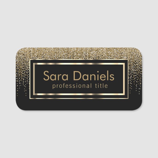 Personalize Black and Gold Business Name Tag (Front)