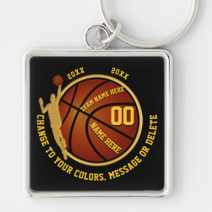 Personalize Black and Gold Senior Basketball Gifts Keychain