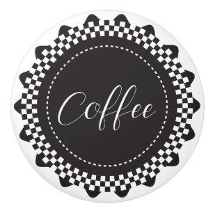 Personalize - Black and White Chequered Scallop Ceramic Knob