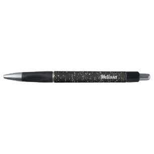 Personalize Black and white shiny glitter sparkles Pen