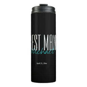 Personalize Black & Blue Best Man Thermal Tumbler