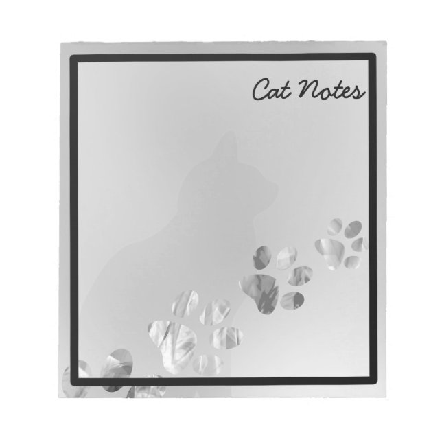 Personalize Black Cat Paw Prints For Cat Lovers Notepad (Front)