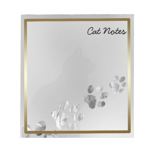 Personalize Black Cat Paw Prints For Cat Lovers Notepad (Front)