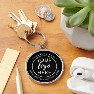 Personalize Black Company Branding Logo Keychain