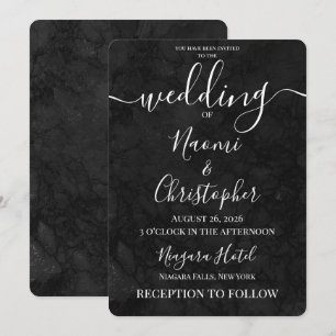 Personalize: Black Dark Grunge Texture Wedding Invitation