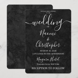 Personalize: Black Dark Grunge Texture Wedding Invitation