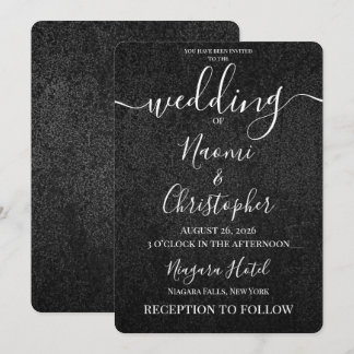 Personalize: Black Grey Grunge Texture Wedding Invitation