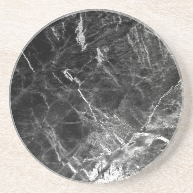 Personalize Black Marble Elegant Trendy Template Coaster (Front)