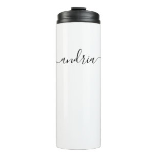 Personalize Black Script Name Thermal Tumbler
