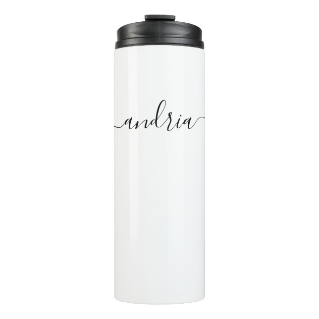 Personalize Black Script Name Thermal Tumbler (Front)