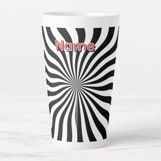 Personalize Black White Geo  Latte Mug (Front)