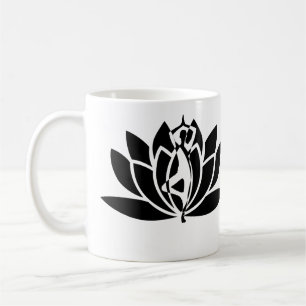 Personalize Black & White Lotus Flower & Yoga Pose Coffee Mug