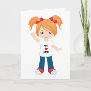 Personalize Blank Card Red Hair Girl