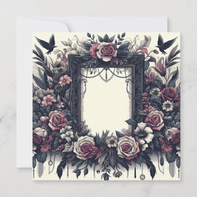 Personalize Blank Card Template Goth Floral (Front)