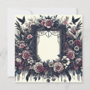 Personalize Blank Card Template Goth Floral
