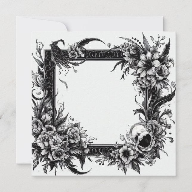 Personalize Blank Card Template Goth Floral (Front)