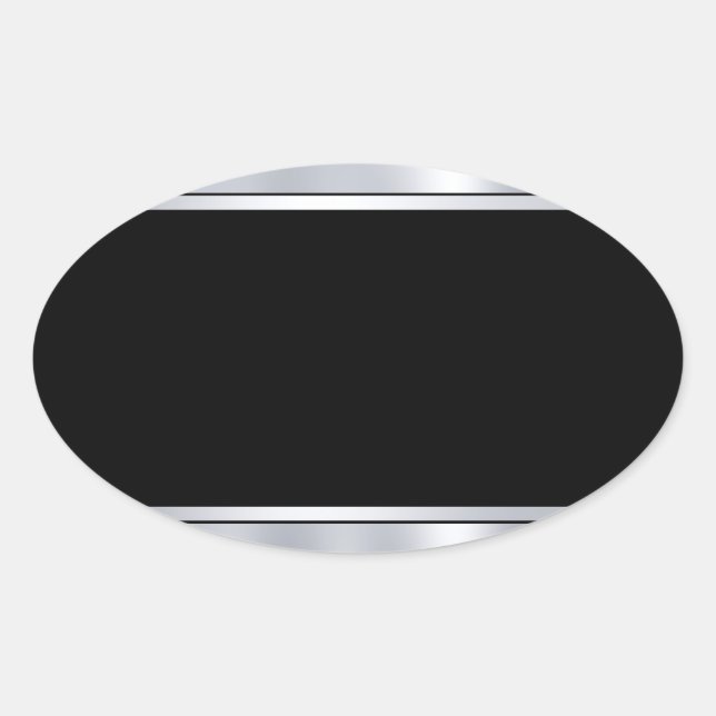 Personalize Blank Template Faux Silver Black Oval Sticker (Front)