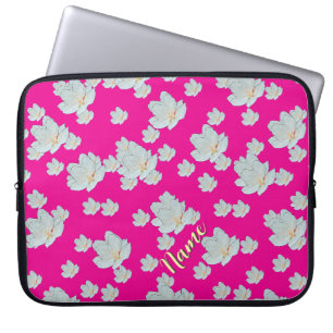 Personalize Blossoms On Hot Pink Laptop Sleeve