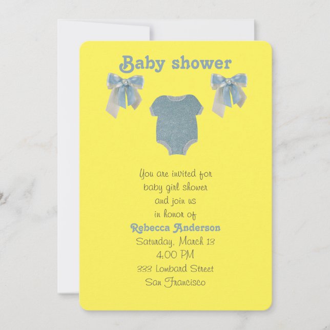 Personalize, Blue baby boy bodysuit Invitation (Front)