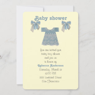 Personalize, Blue baby boy dress Invitation
