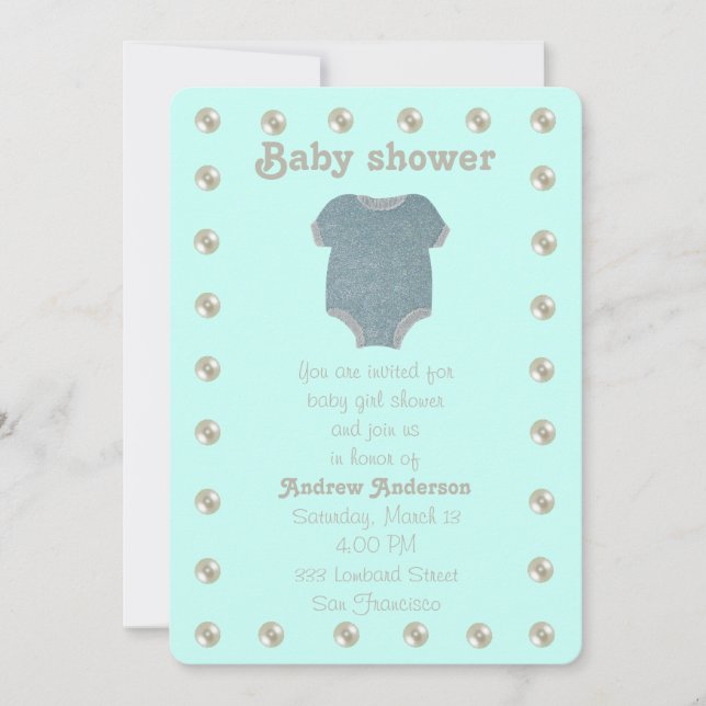 Personalize, blue baby shower invitation (Front)