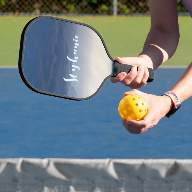 Personalize Blue Beige Background Pacific Ocean   Pickleball Paddle (Insitu)