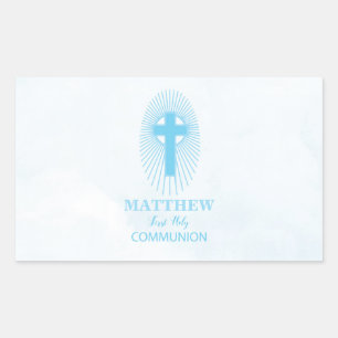 Personalize, Blue Boy First Holy Communion Cross Sticker