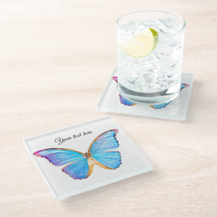 Personalize BLUE BUTTERFLY Coaster
