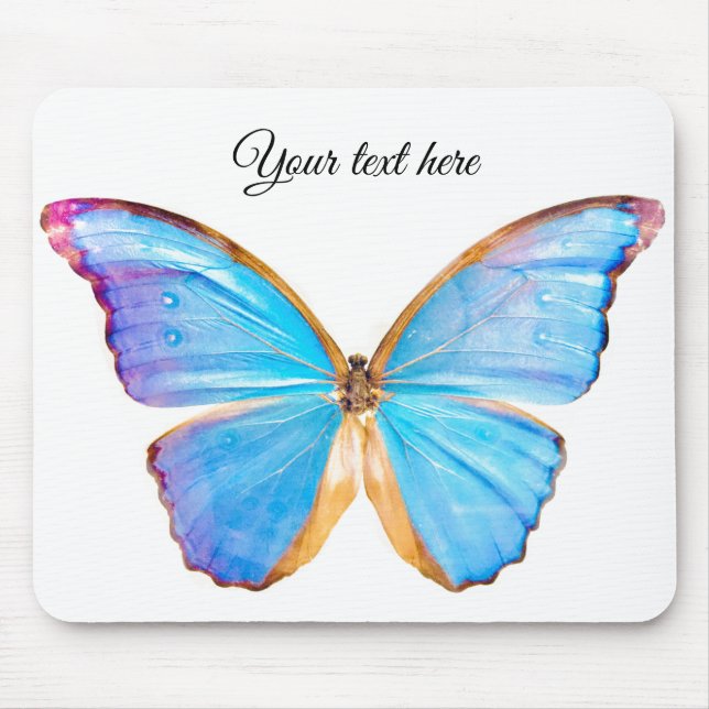 Personalize BLUE BUTTERFLY Mouse Pad (Front)