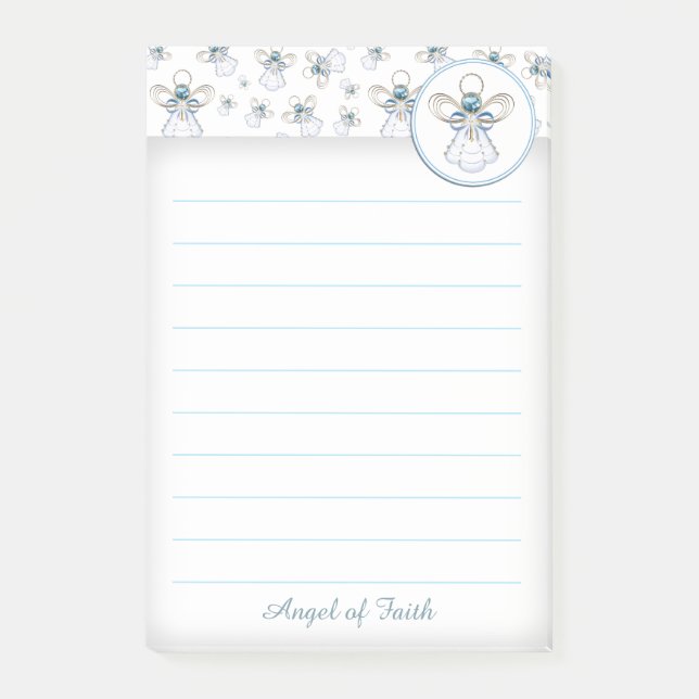 Personalize:  Blue Christmas "Angel of Faith" Post-it Notes (Front)