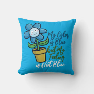Personalize Blue Flower in a pot Throw Pillow