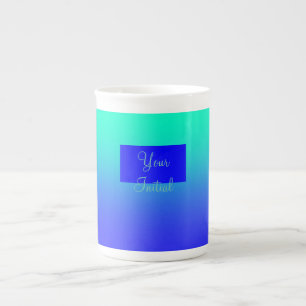 Personalize Blue Green Gradient Bone China Mug