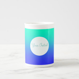 Personalize Blue Green White Bone China Mug