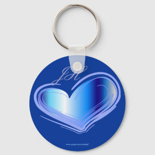 Personalize Blue Heart Keychain