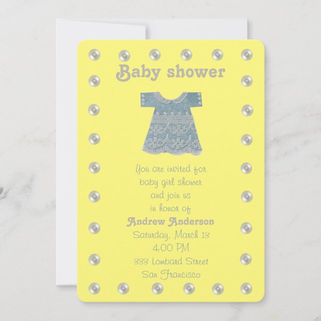 Personalize, Blue lase dress Invitation (Front)