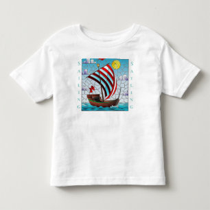 Personalize Blue Ocean Sail Boat Clear Sky Sun Toddler T-shirt