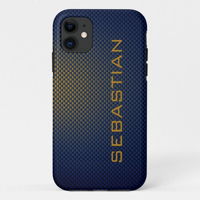Personalize Blue Ochre carbon fibre patterned Case-Mate iPhone Case (Back)