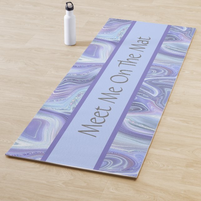 Personalize Blue Purple Silver Agate Marble Swirl  Yoga Mat (In Situ)
