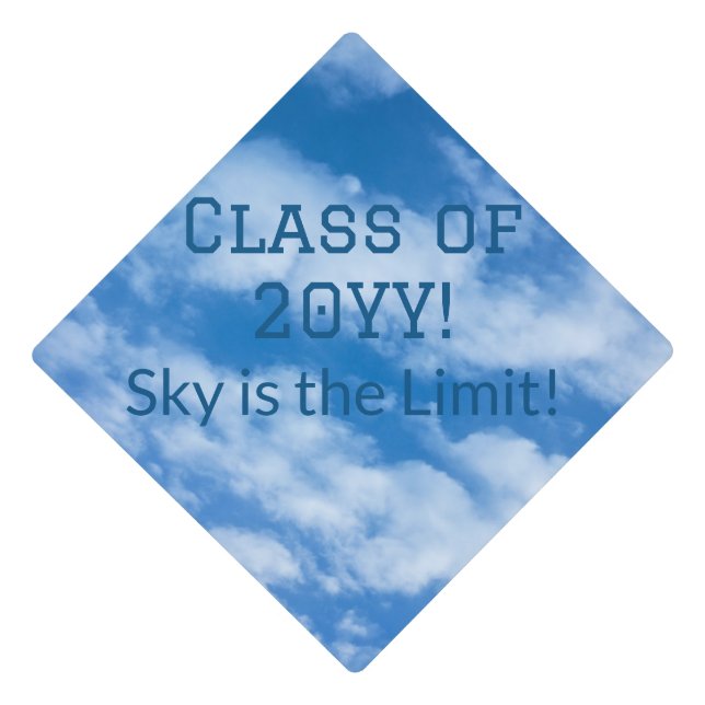 Personalize Blue Sky Clouds Graduation Class Graduation Cap Topper (Front)