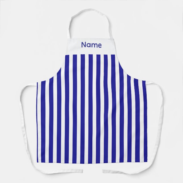 Personalize Blue Stripes Apron (Front)