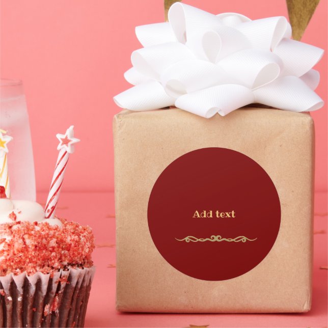 Personalize Bold Gold Print Classic Round Sticker (Party)