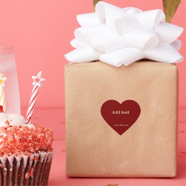 Personalize Bold Gold Print Heart Sticker (Party)