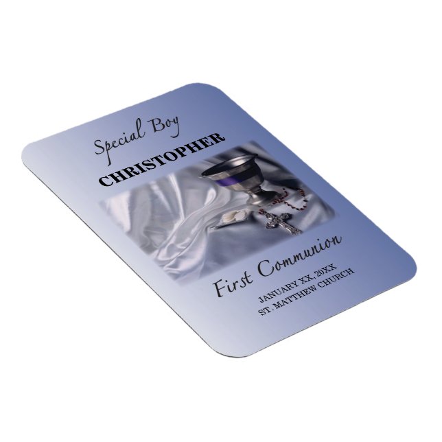 Personalize, Boy, First Communion Blue Magnet (Right Side)